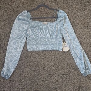 NWT Alter’d State Dusty Mint Floral Satin Top – Size M – Cottagecore Romantic